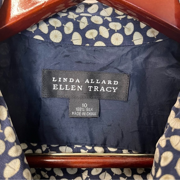 Linda Allard Ellen Tracy Vintage Women Patterned Shirt Blouse Silk Size 10 - Picture 2 of 8